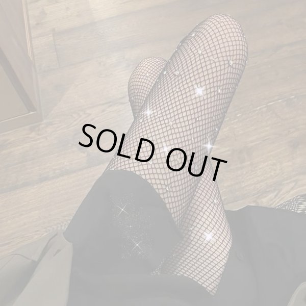 画像4: 網タイツ 【ラインストーン付き】 ブラック 黒 オーロラ フリーサイズ セクシー コスプレ イベント ロリータ ダンス用 メッシュ生地 レディース 柄タイツ レース COS-033 (4)