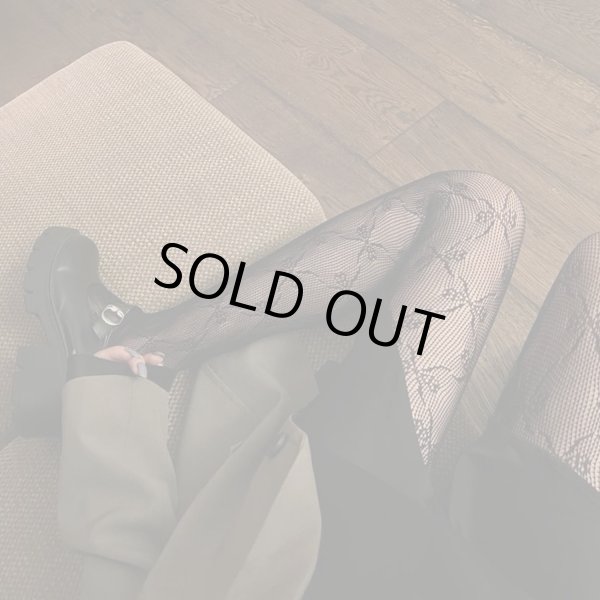 画像4: 網タイツ 【リボン柄】 ブラック 黒 フリーサイズ セクシー コスプレ イベント ロリータ ダンス用 メッシュ生地 レディース 柄タイツ レース COS-031 (4)