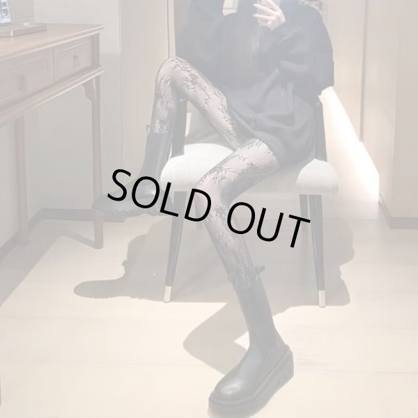 画像4: 網タイツ 【花柄】 ブラック 黒 フリーサイズ セクシー コスプレ イベント ロリータ ダンス用 メッシュ生地 レディース 柄タイツ レース COS-032 (4)