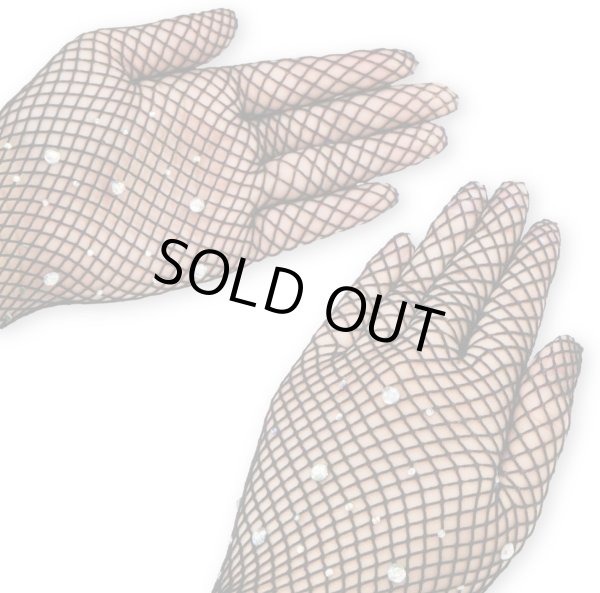 画像4: 網タイツ手袋 ロンググローブ アームカバー レディース メッシュ ラインストーン ブラック 黒 イベント コスプレ 仮装 セクシー 1セット COS-022 (4)