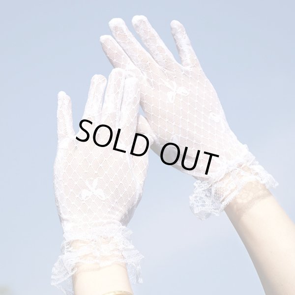 画像5: レース手袋 リボン ホワイト 白 ドット柄 レディース グローブ 上品 フォーマル フリル パーティー ウエディング COS-026 (5)