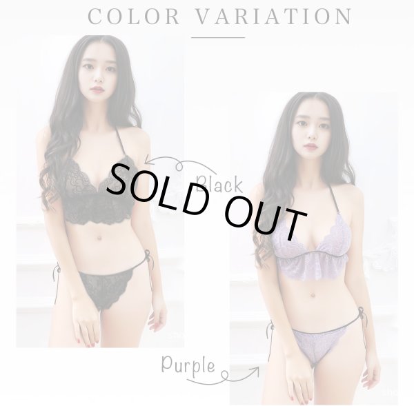 画像6: ランジェリー【黒 ブラック】 セクシー レース フリル シースルー 透け レディース 下着 女性用 ブラジャー ショーツ 上下セット ベビードール リボン ノンワイヤー LIG-014 (6)