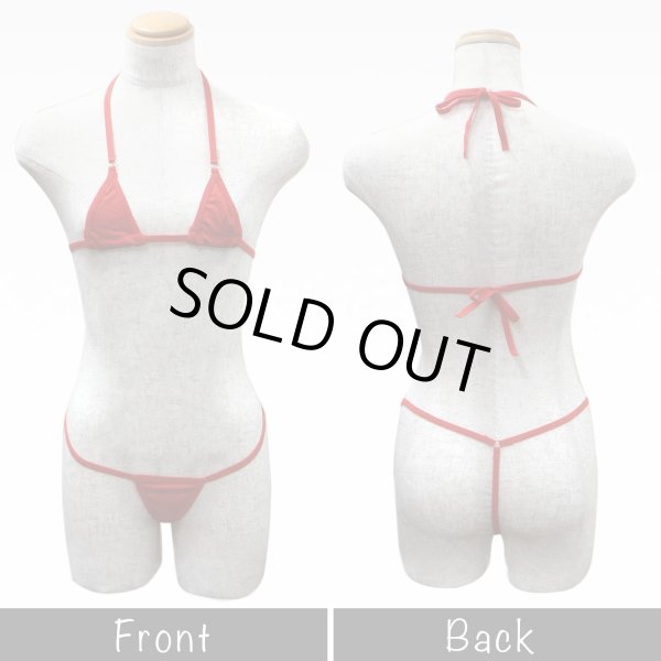 画像3: マイクロビキニ 【レッド 赤】 上下セット セクシー コスプレ ビキニ 紐パン 極小 過激 変態 エロ Tバック ホルターネック ランジェリー 下着 女性用 レディース 水着 LIG-018 (3)