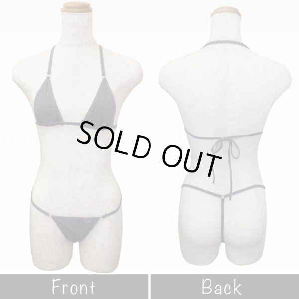 画像3: マイクロビキニ 【グレー】 上下セット セクシー コスプレ ビキニ 紐パン 極小 過激 変態 エロ Tバック ホルターネック ランジェリー 下着 女性用 レディース 水着 LIG-052 (3)