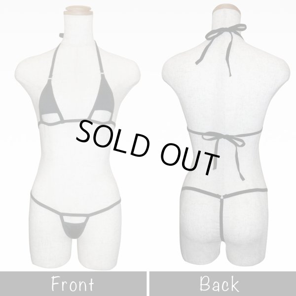 画像3: マイクロビキニ 穴あき 【ブラック】 黒 上下セット セクシー コスプレ ビキニ 紐パン 極小 過激 変態 エロ Tバック ランジェリー 下着 女性用 レディース 水着 LIG-054 (3)