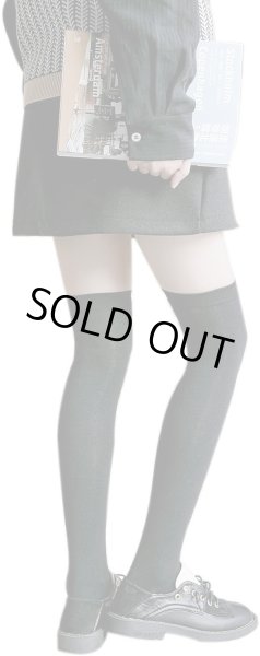 画像1: ニーハイ ニーハイソックス 黒 ブラック 靴下 美脚 ロング オーバーニーソックス ニーソ 綿 レディース コスプレ 通学 通勤 無地 SCKS-001 (1)